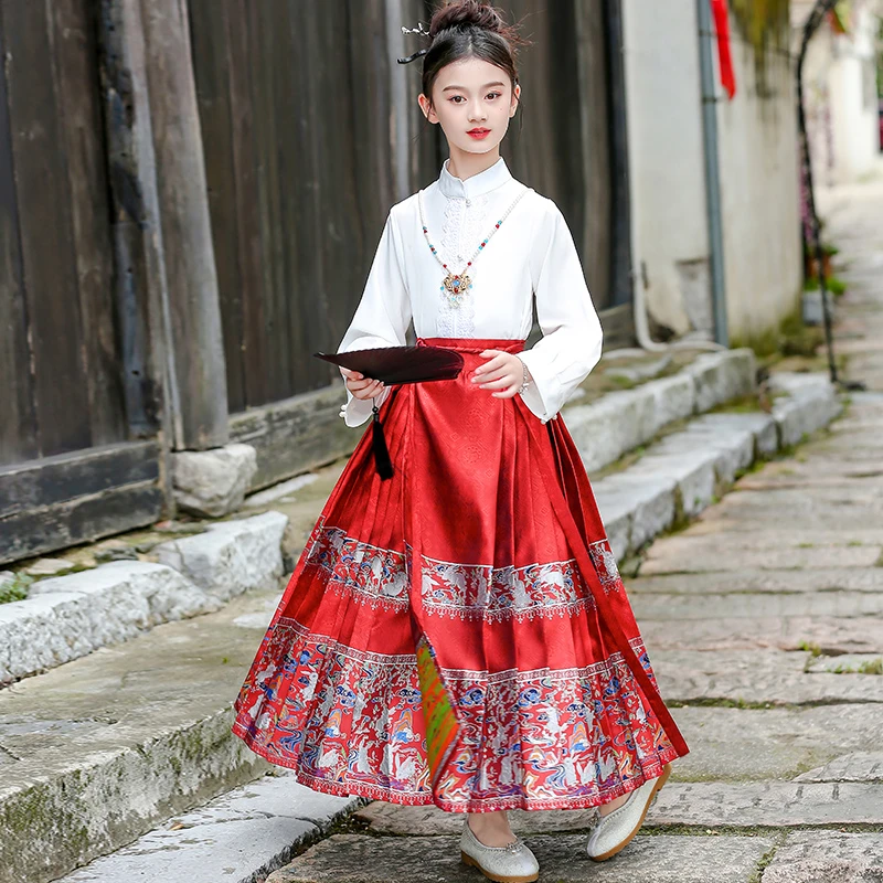 马面裙女童套装秋装中国风儿童秋季汉服古装宝宝秋款2023新款唐装