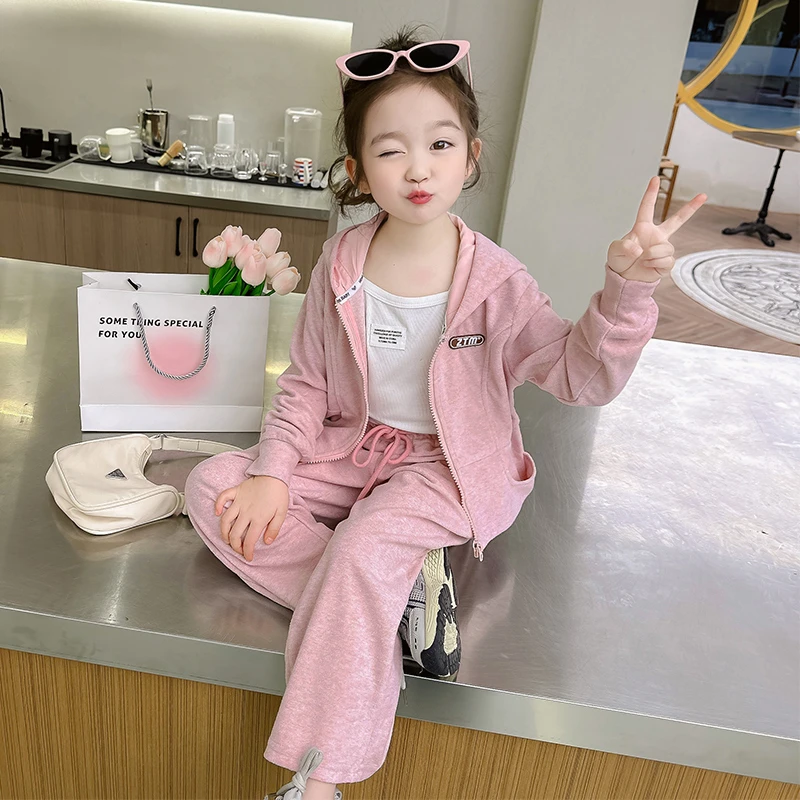 女童潮流卫衣两件套2025春装新款春秋时尚连帽外套女孩女小童气质