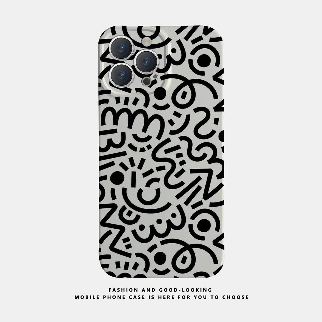涂鸦高级风苹果iphone13/15promax小众14/12情侣11菲林手机壳新款