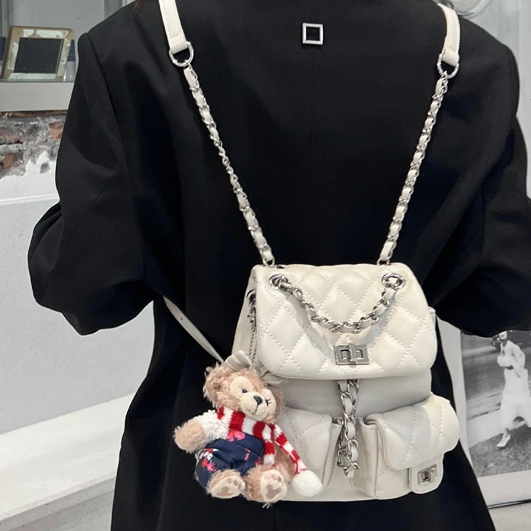 小香风菱格链条迷你双肩包女2025新款高级感小众真皮辣妹小背包潮