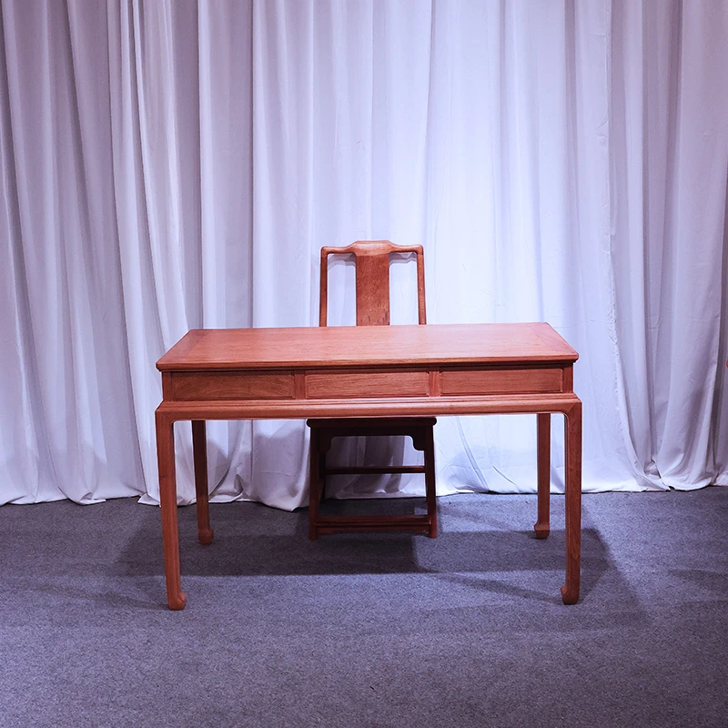 缅花书桌学生家用小书桌 大果缅甸梨花木写字台 红木写字桌电脑桌