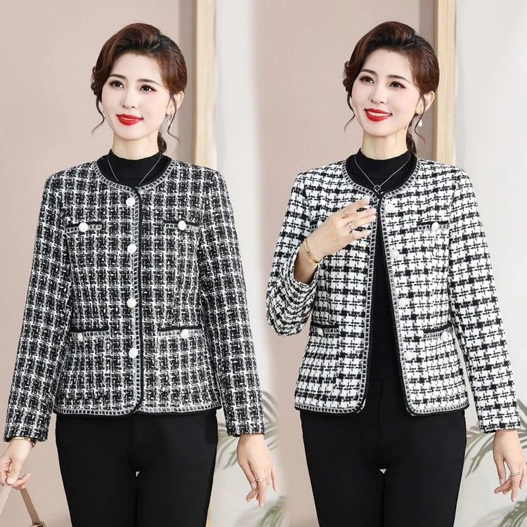 40岁妈妈外套春秋上衣小香风洋气女2024新款婆婆夹克开衫时尚减龄