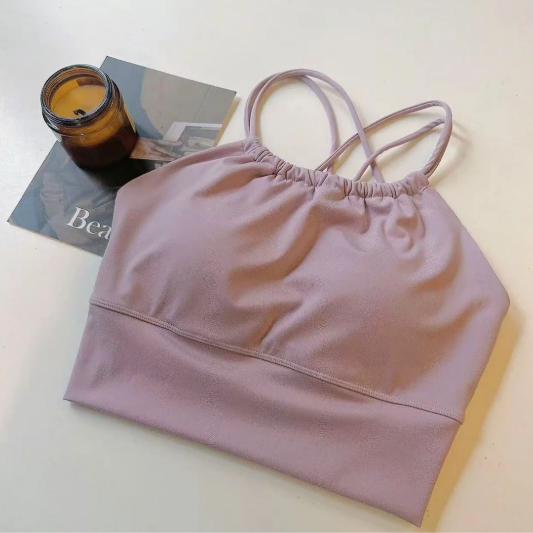 盈伽一体式固定双肩带美背无钢圈运动聚拢背心