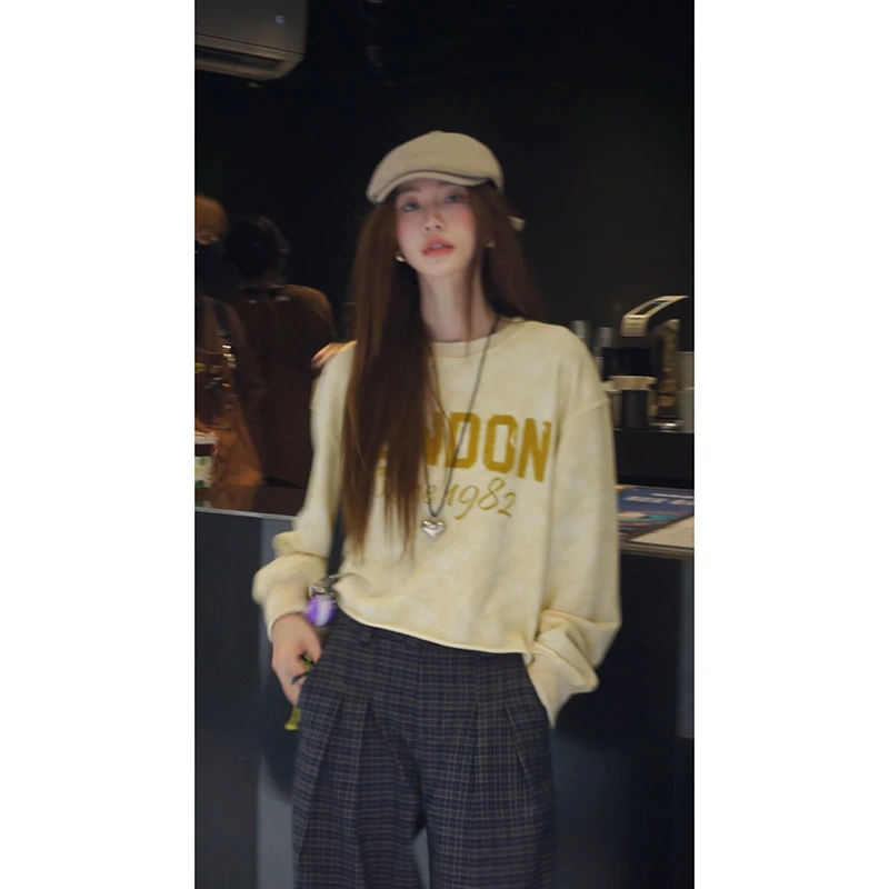 【LONDON卫衣】新款小众设计宽松短款美式字母卫衣 ZZI233118