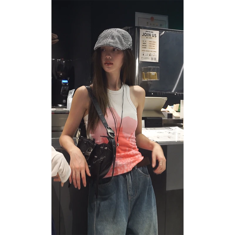 【挖肩工字背心】夏季新款小众设计印花工字背心 ZICS248W05801