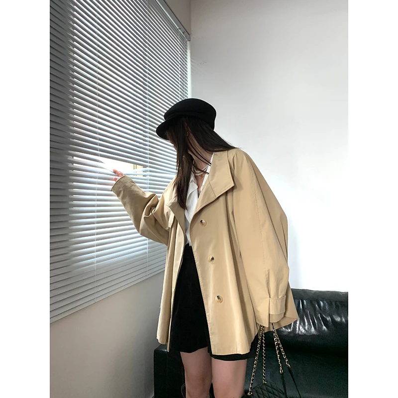 【韩式风衣】新款设计感单排扣宽松立领中长款风衣  韩版 241032