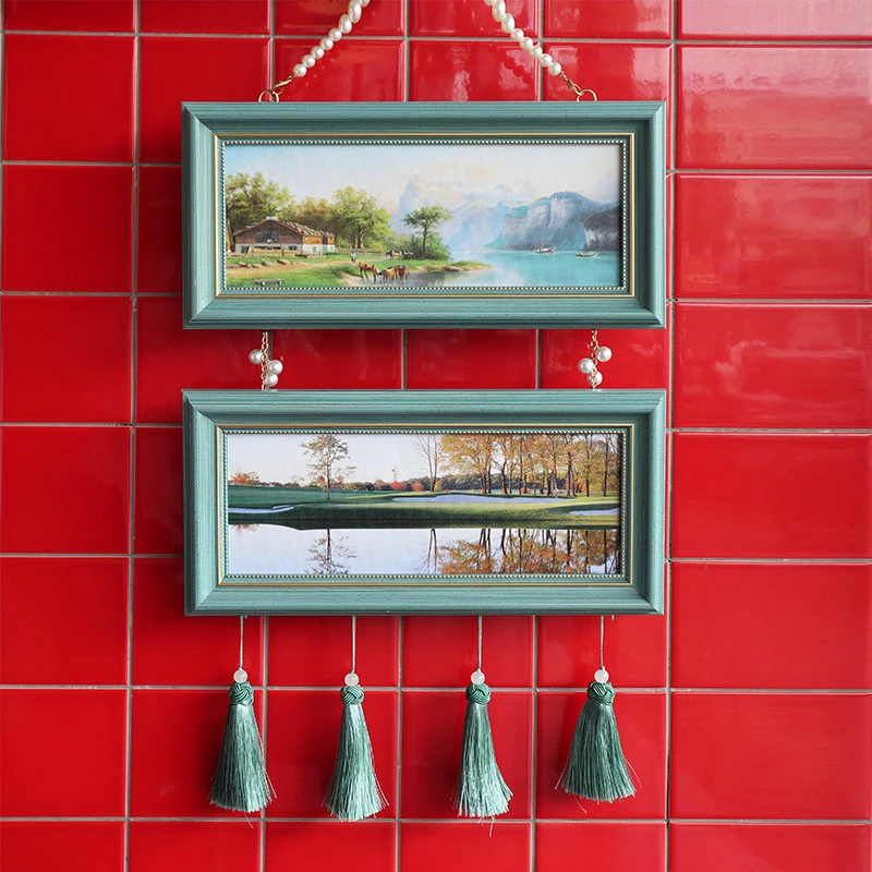 尺寸45*20  可更换图片 带珠链挂画  美式法式欧式现代