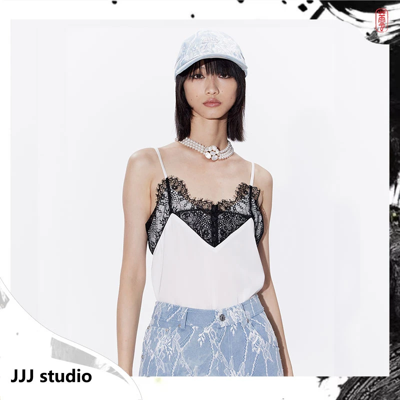JJJ STUDIO 花色蕾丝拼接撞色设计性感辣妹时尚吊带女 JKWSA1N232