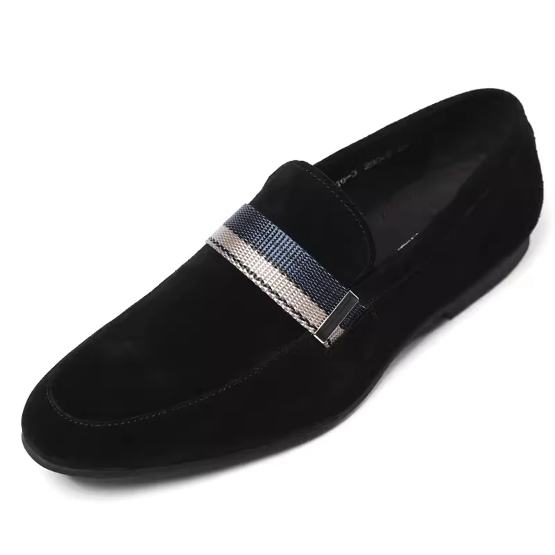 春潮新款英伦磨砂休闲皮鞋潮男乐福鞋真皮透气懒人鞋驾车鞋一脚蹬