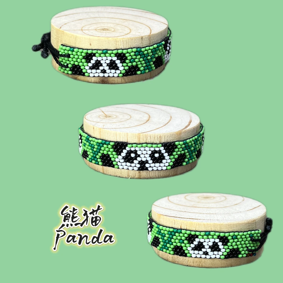 肯尼亚手环国宝大熊猫拉绳款手工