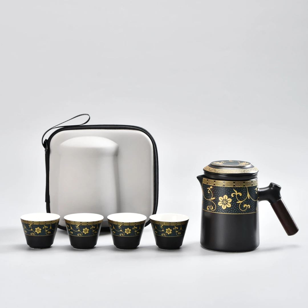 琨德一壶四杯旅行茶具套装便携茶具收纳包快客杯户外茶具茶壶茶杯