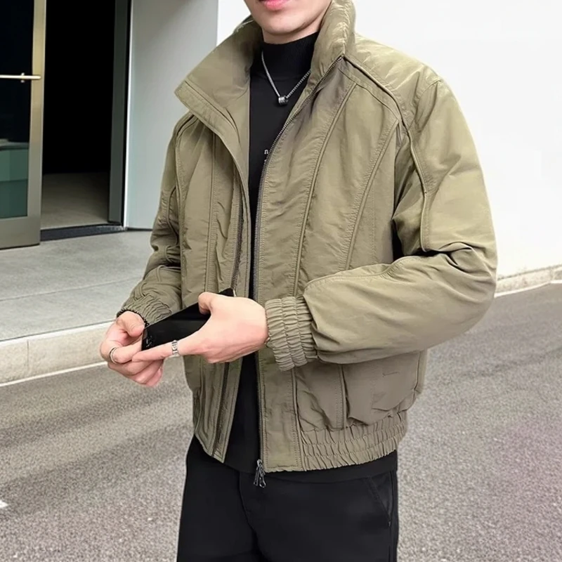 贝希缇汀羽绒服男士新款冬季立领潮流加厚拼接白鸭绒短款夹克外套