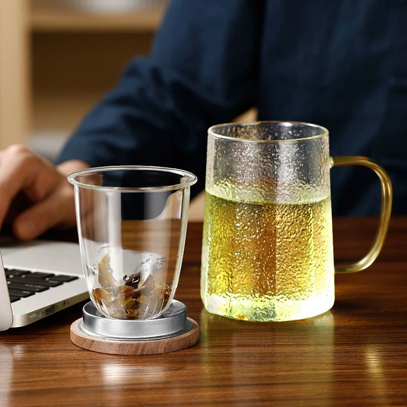 高硼硅玻璃茶水分离泡茶杯办公室过滤茶杯喝水杯大容量喝水杯