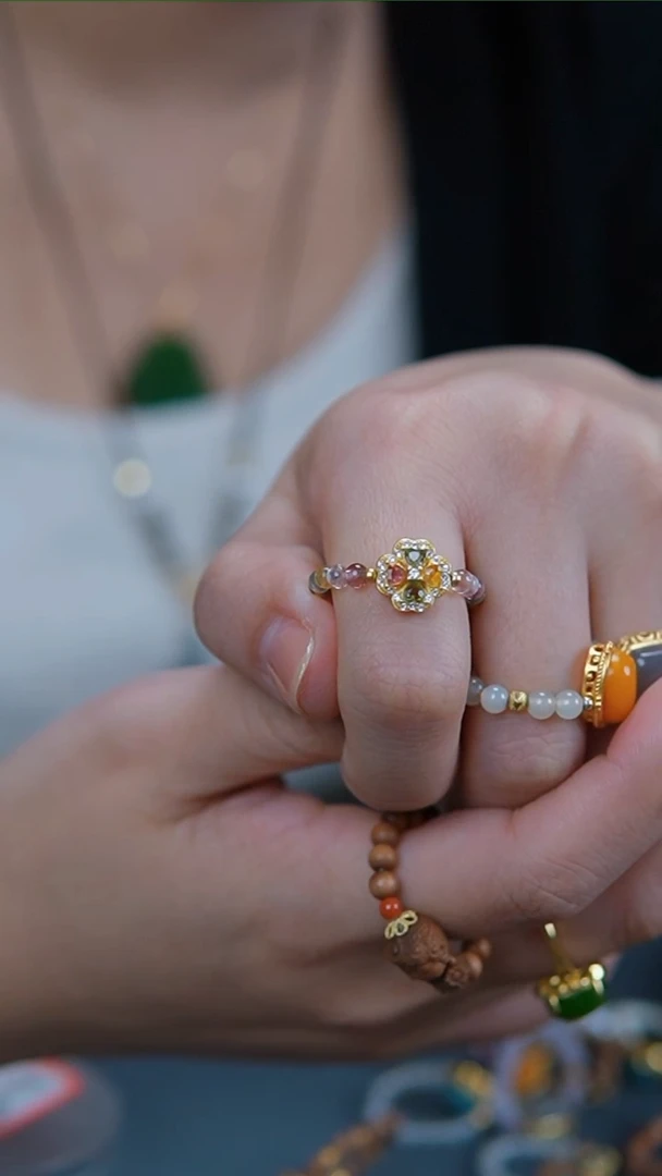 【闪购商品】碧玺戒指银S925镶嵌碧玺戒指