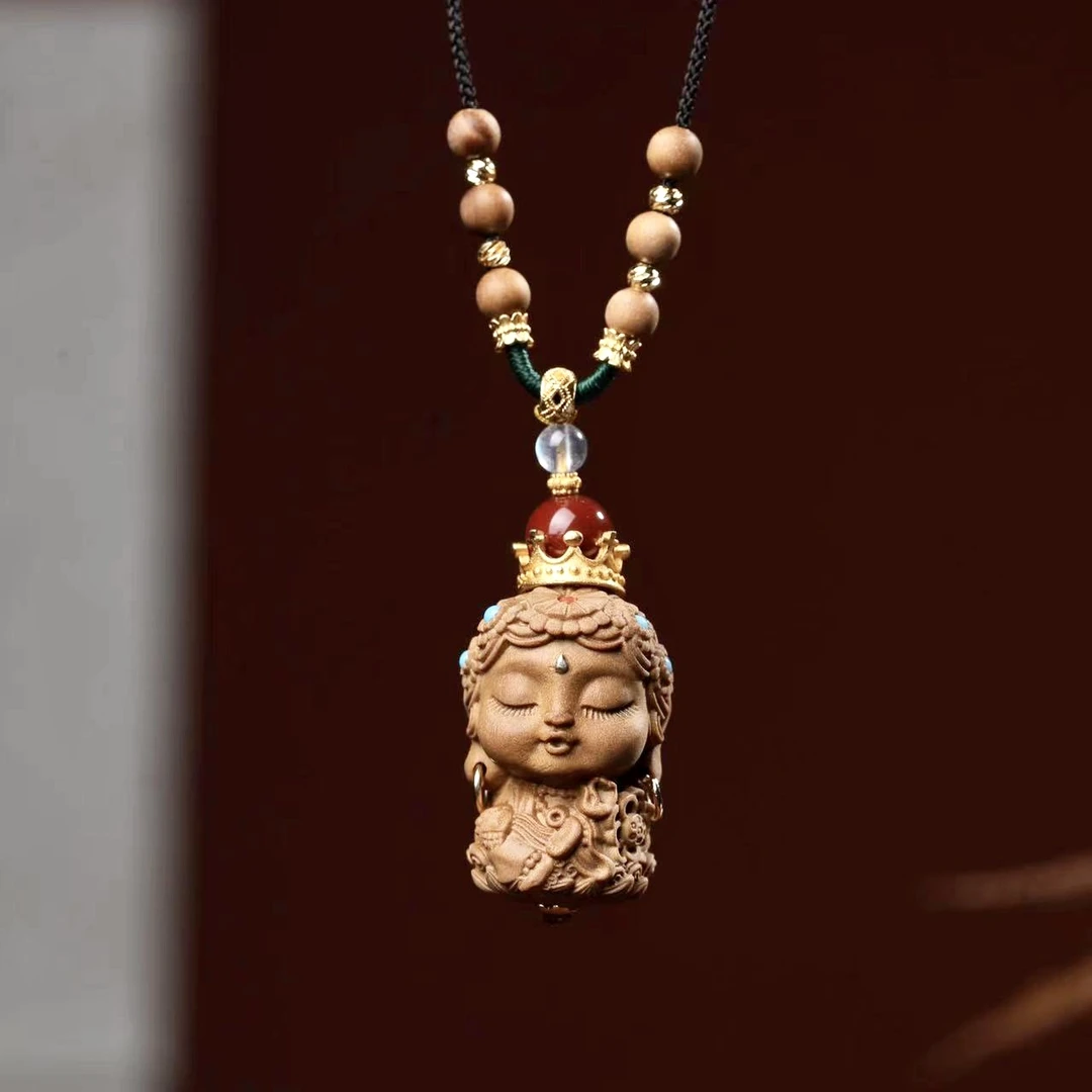 印度老山檀香新升级大号天然“绿度母”项链“美出天际”（小贵但真）