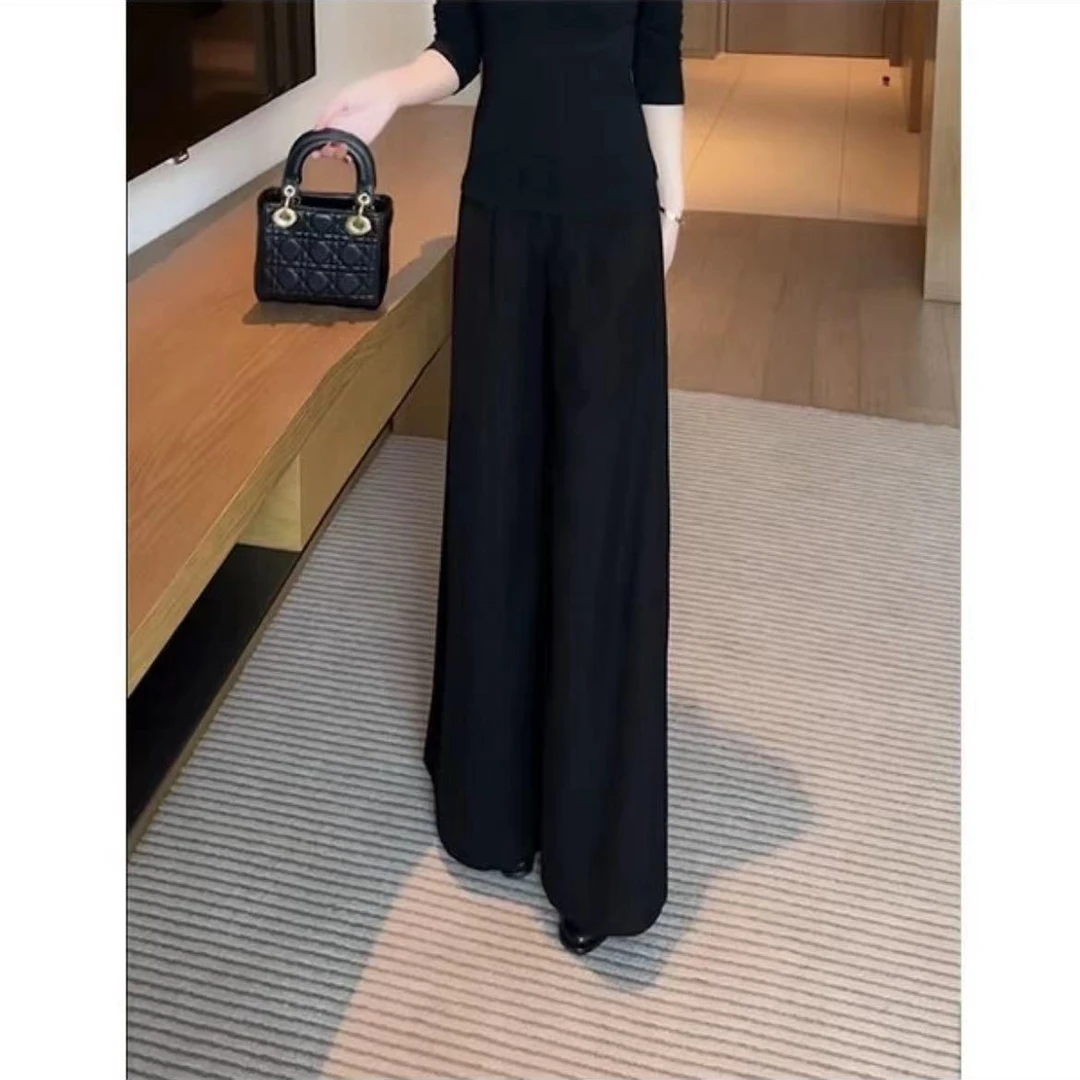 加绒加厚阔腿裤女2025年秋冬新款女弹力宽松高腰显瘦百搭休闲裤子