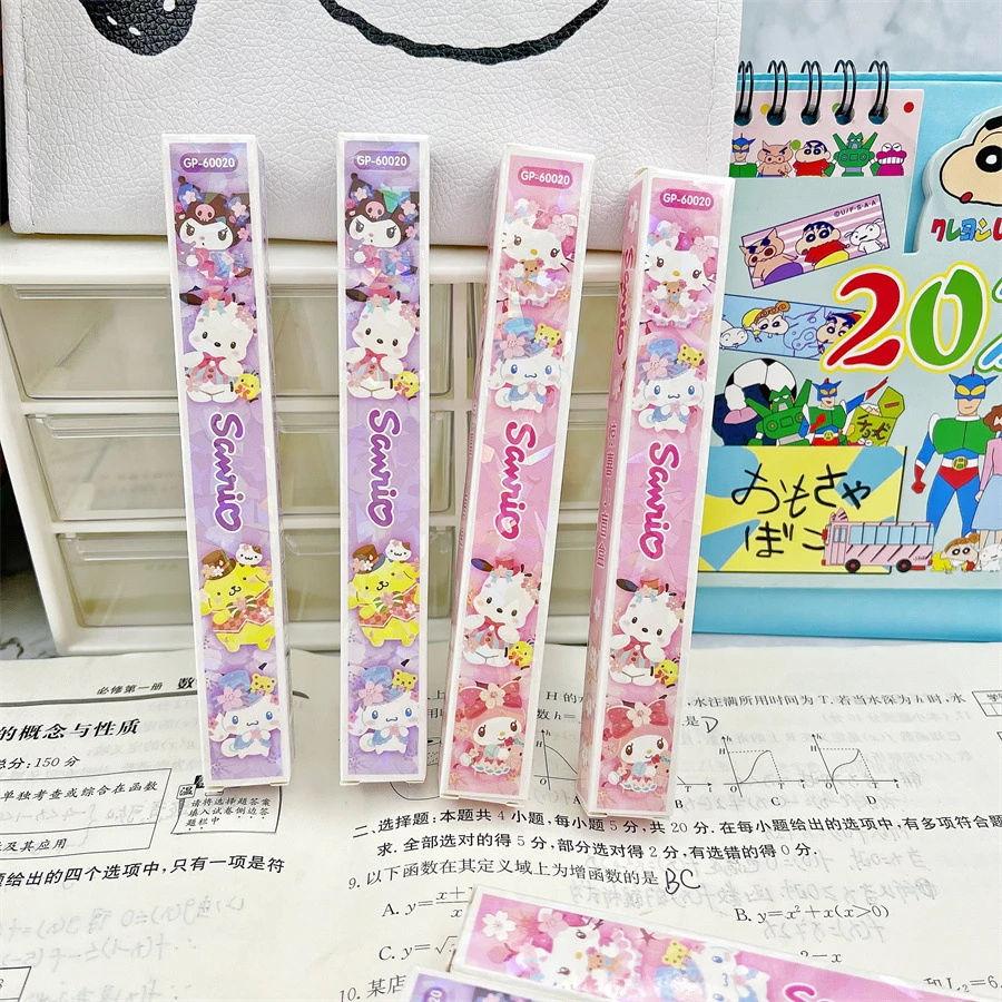 新款三丽鸥卡通盲盒按动笔0.5卡通金属笔夹按压中性笔镭射黑文具