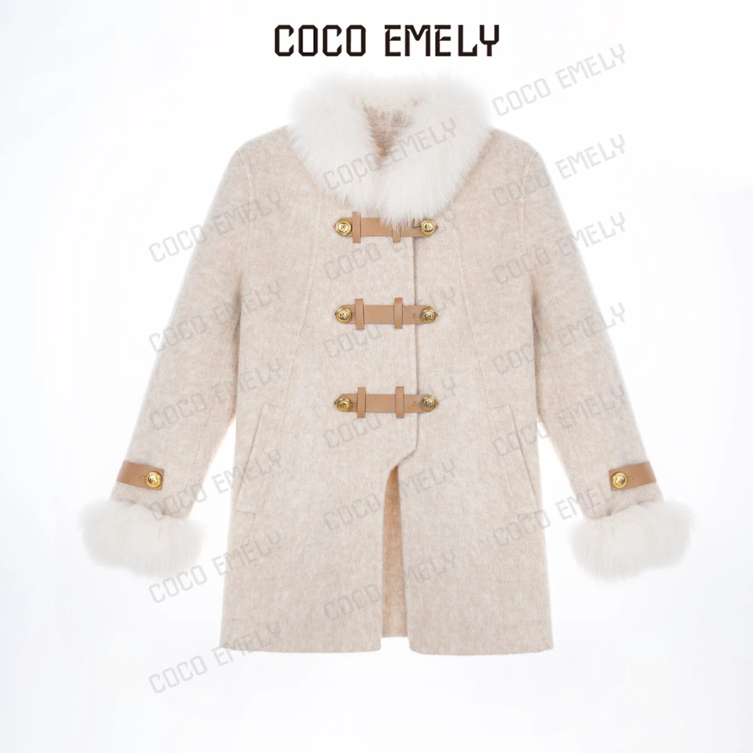 【千颂妮】COCO EMELY【coco小姐】狐狸毛双排扣双面呢大衣高级感外套