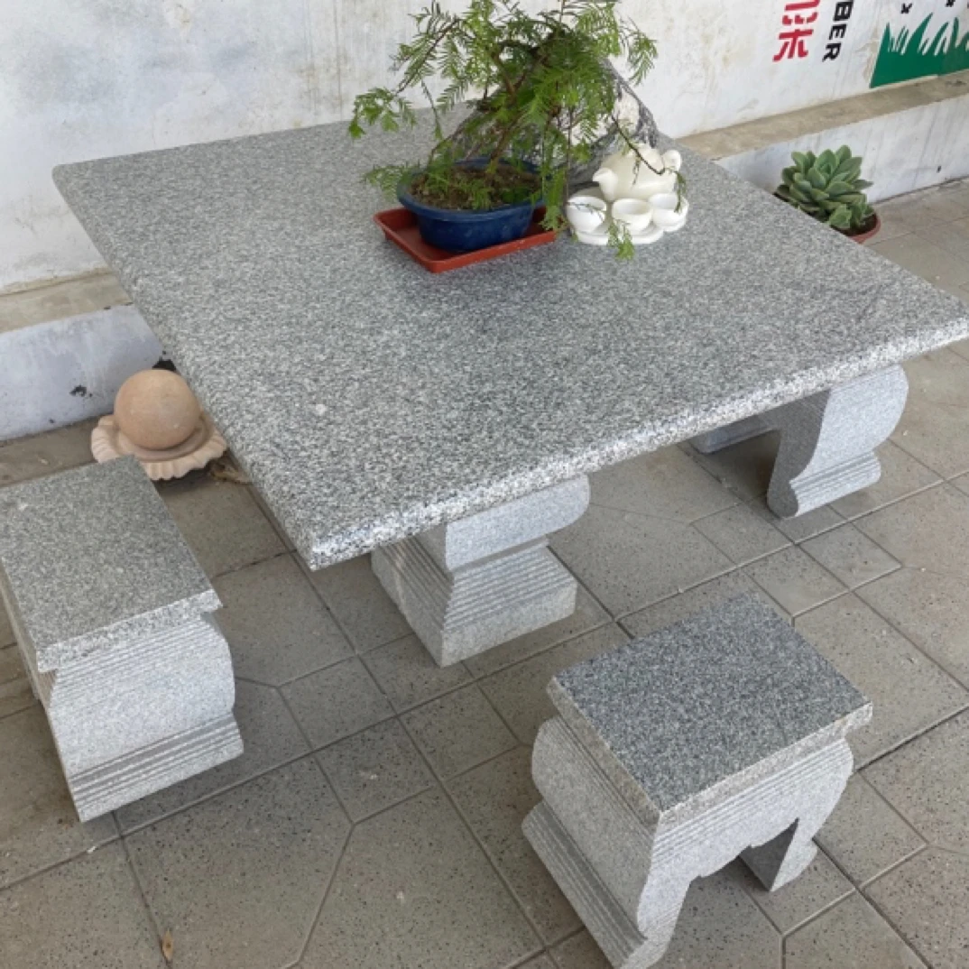 庭院石桌石凳古设计户外花园桌椅天然青石茶几