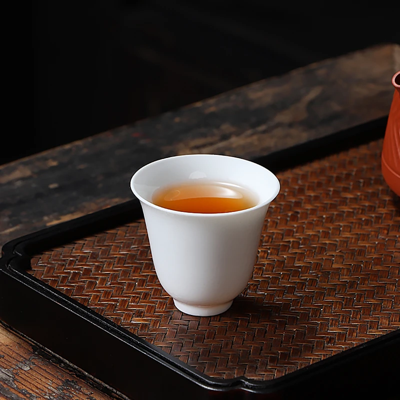 德化白瓷闻香杯主人杯陶瓷功夫茶具斗笠杯酒店茶楼专用品茗杯茶杯