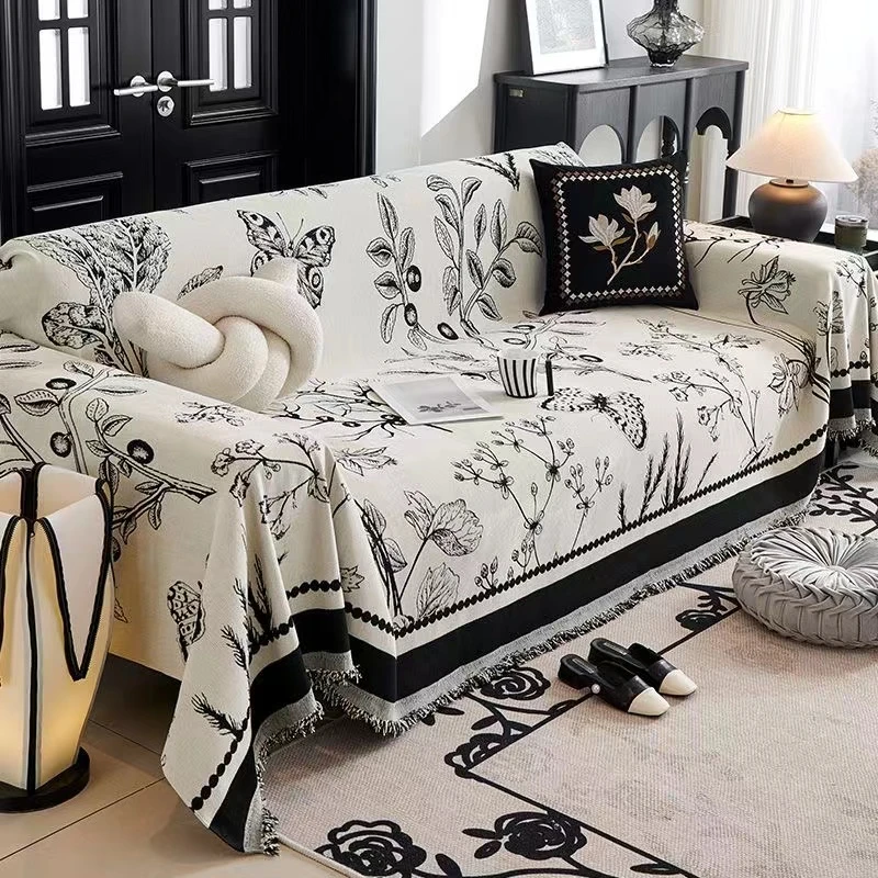 北欧美式沙发巾盖布全盖轻奢高级感雪尼尔沙发垫四季通用沙发套罩