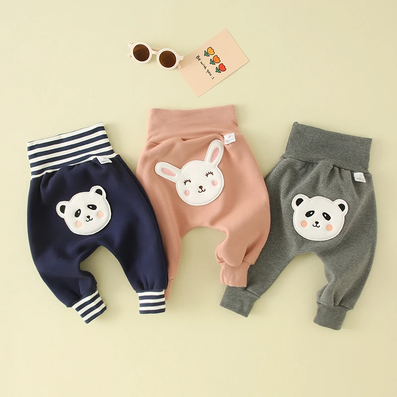 宝宝高腰护肚裤子加一体绒秋冬季婴儿大PP裤子保暖婴儿加绒屁屁裤