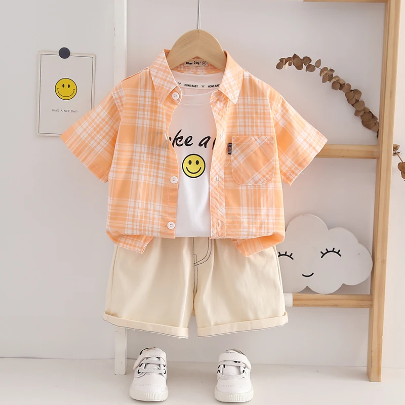 A类全棉男童短袖衬衫薄款儿童衬衣宝宝女童2025夏装小童半袖上衣