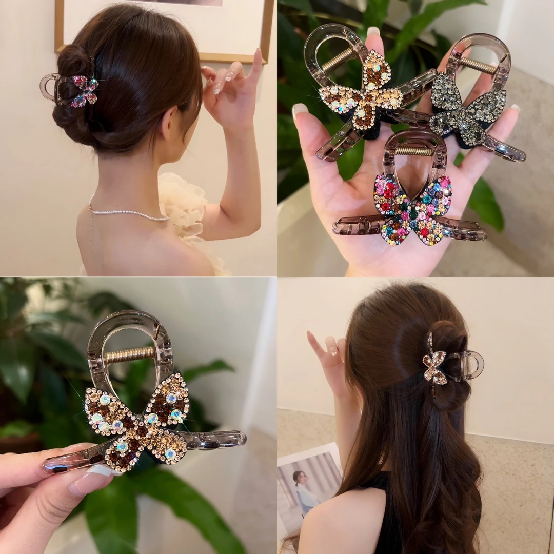 网红蝴蝶发夹女后脑勺发饰新款鲨鱼夹精致抓夹