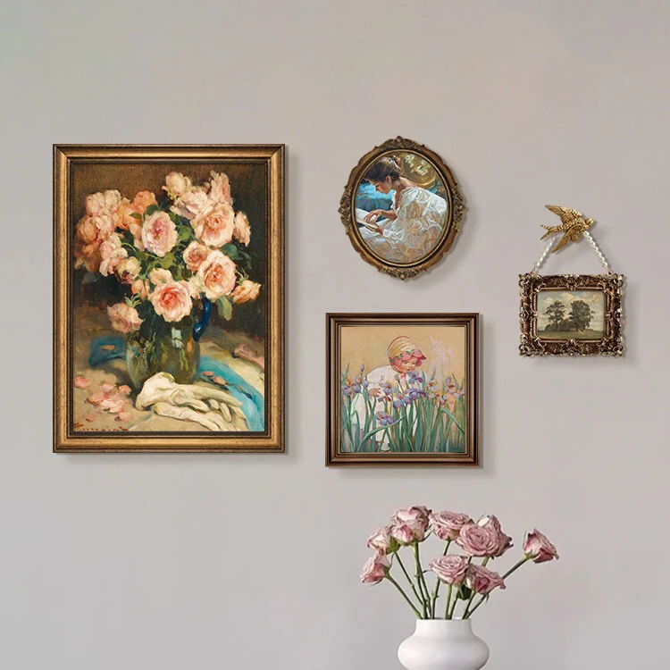 法式餐厅装饰画美式复古组合挂画客厅古典油画卧室背景墙组合画