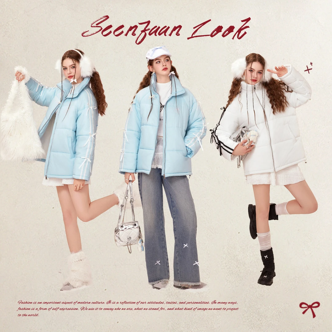 【云云粉丝专享】盛放可爱棉服女加棉加厚立领宽松ESM006