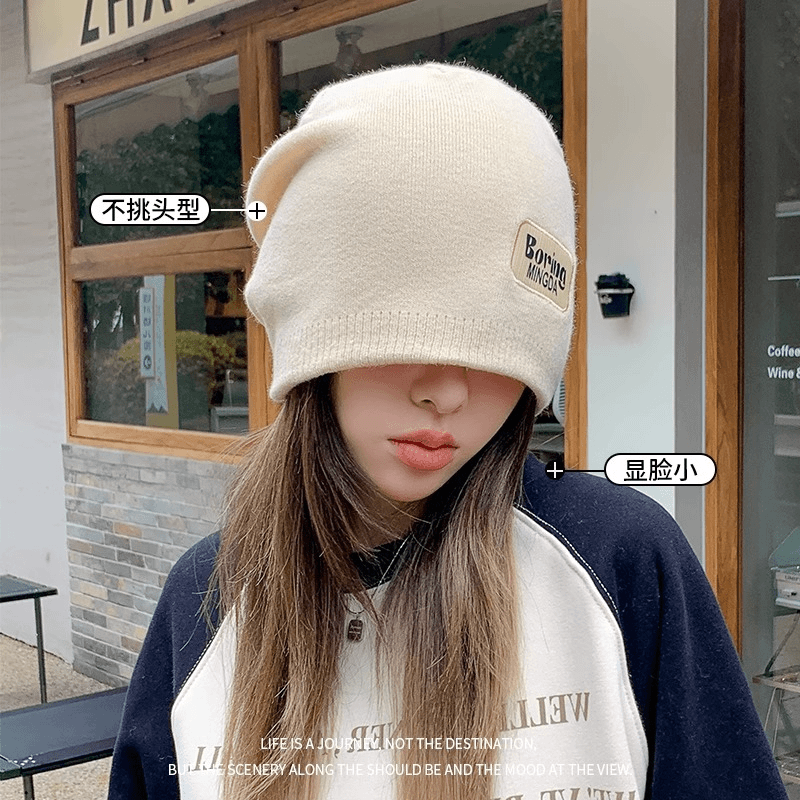 帽子女2023新款秋冬针织毛线帽保暖包头月子帽韩版百搭冷帽堆堆帽