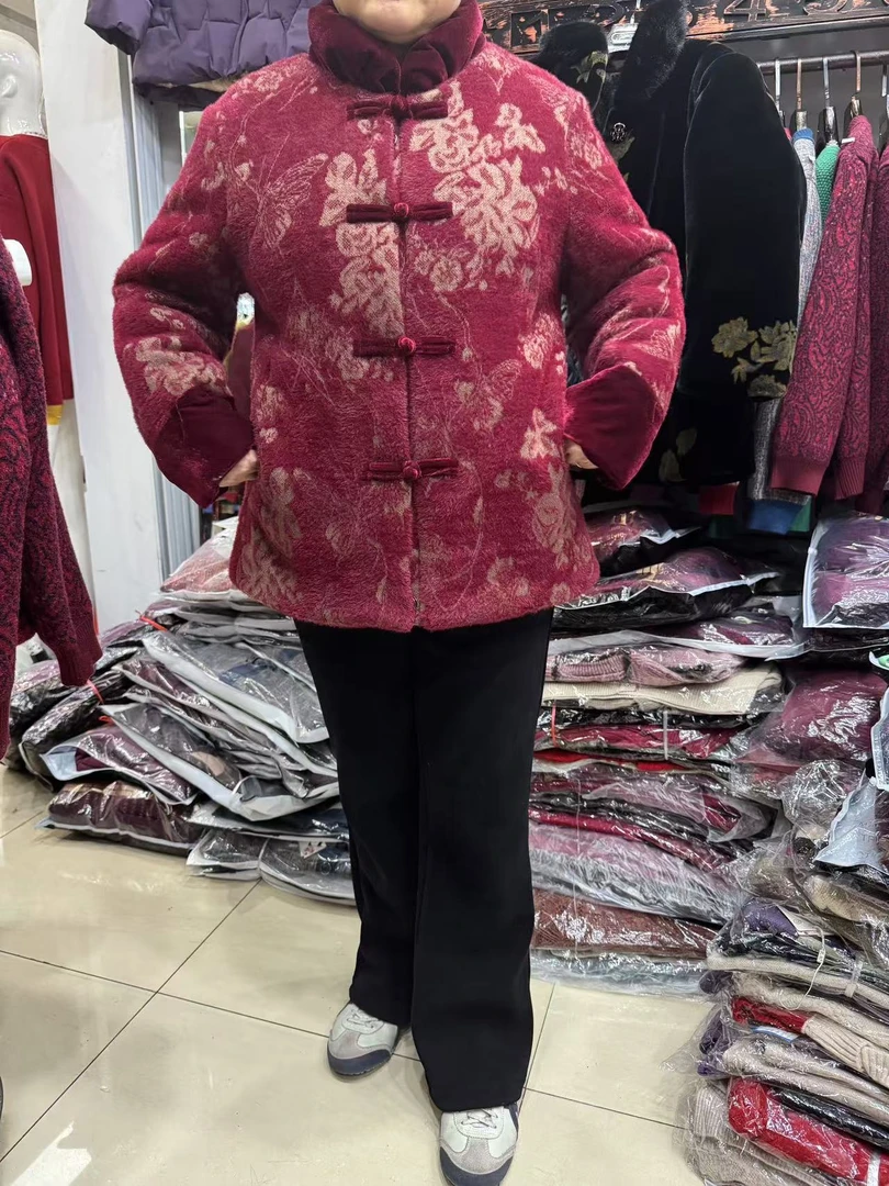 老年人冬装女棉服加厚奶奶仿棉衣外套老太太喜庆妈妈冬季棉袄绒绒