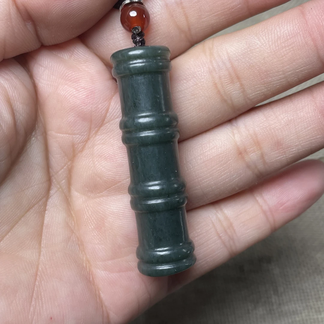 和田玉青玉 竹节挂件（节节高升）男女同款吊坠