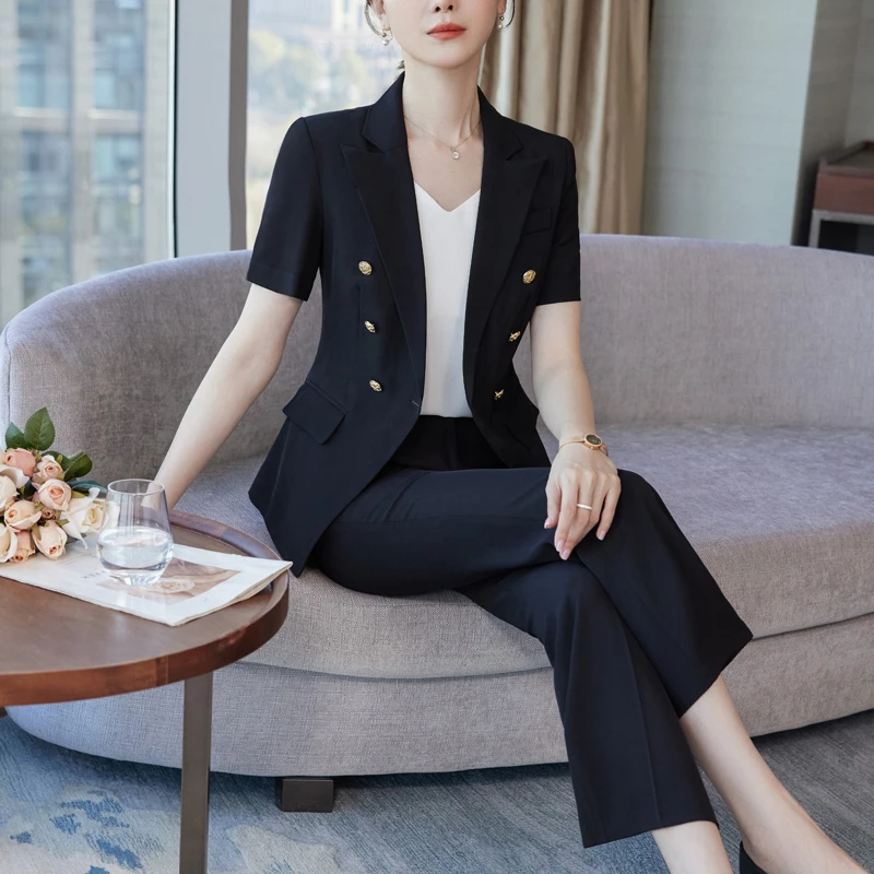 夏季新款休闲气质显瘦韩版小西装职业洋气小个子女士西装套装女