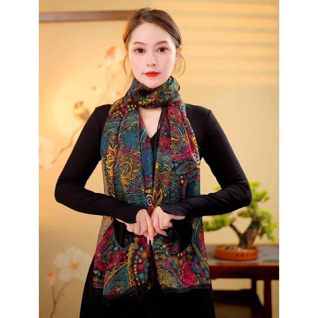 波西米亚（120*180）高档冬季保暖女士百搭时尚长款丝巾网红复古款.