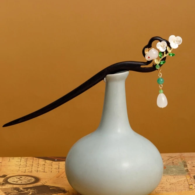 复古风檀木日常简约发簪子气质中式旗袍盘发簪