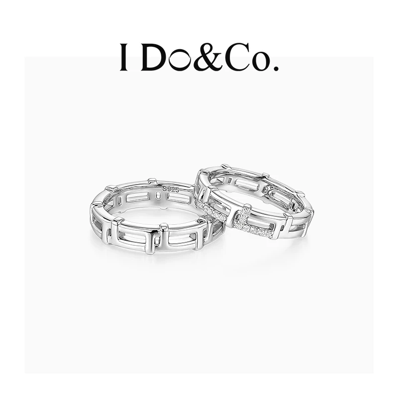 I Do&Co. 925银戒指 相拥情侣对戒小众设计时尚感 生日礼物送女友