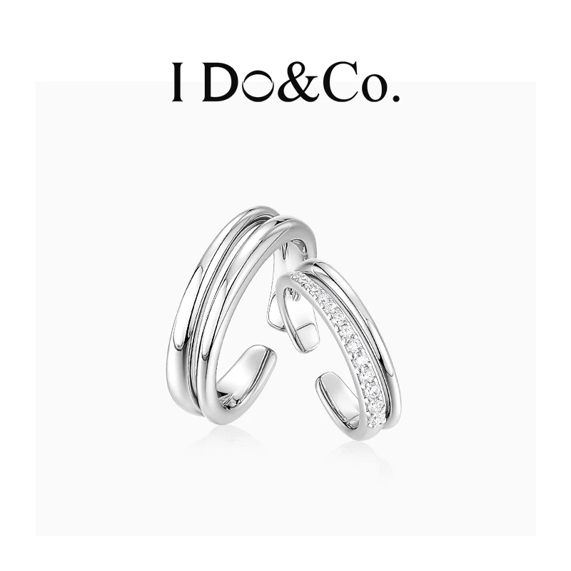 I Do&Co. 925银戒指 圆舞对戒时尚高级感男女一对情侣戒指送女友