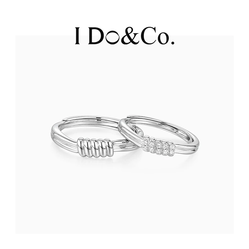 I Do&Co. 925银戒指 结缠情侣对戒一对戒指高级指环礼物送女友