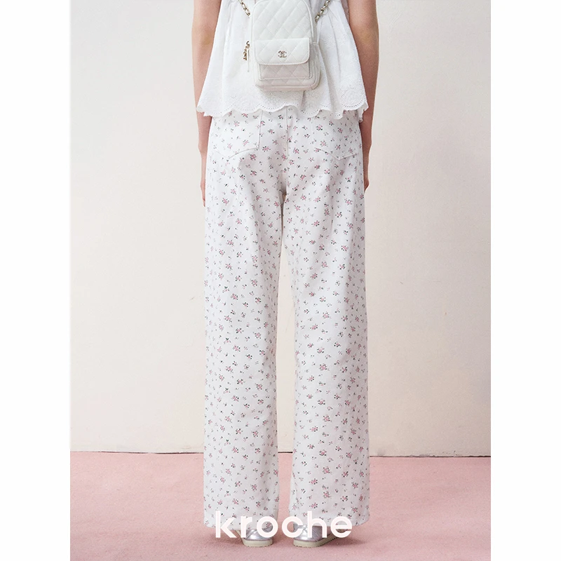 4107【金拐子专属】Kroche 24ss 浪漫碎花 浪漫简约直筒牛仔裤