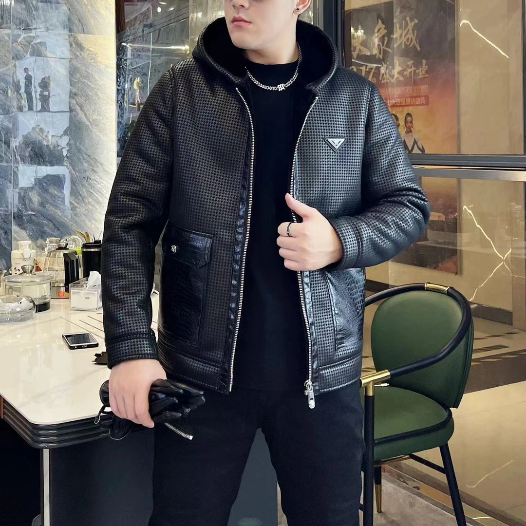 2024年新款欧货男士外套冬季时尚休闲精品百搭夹克皮衣