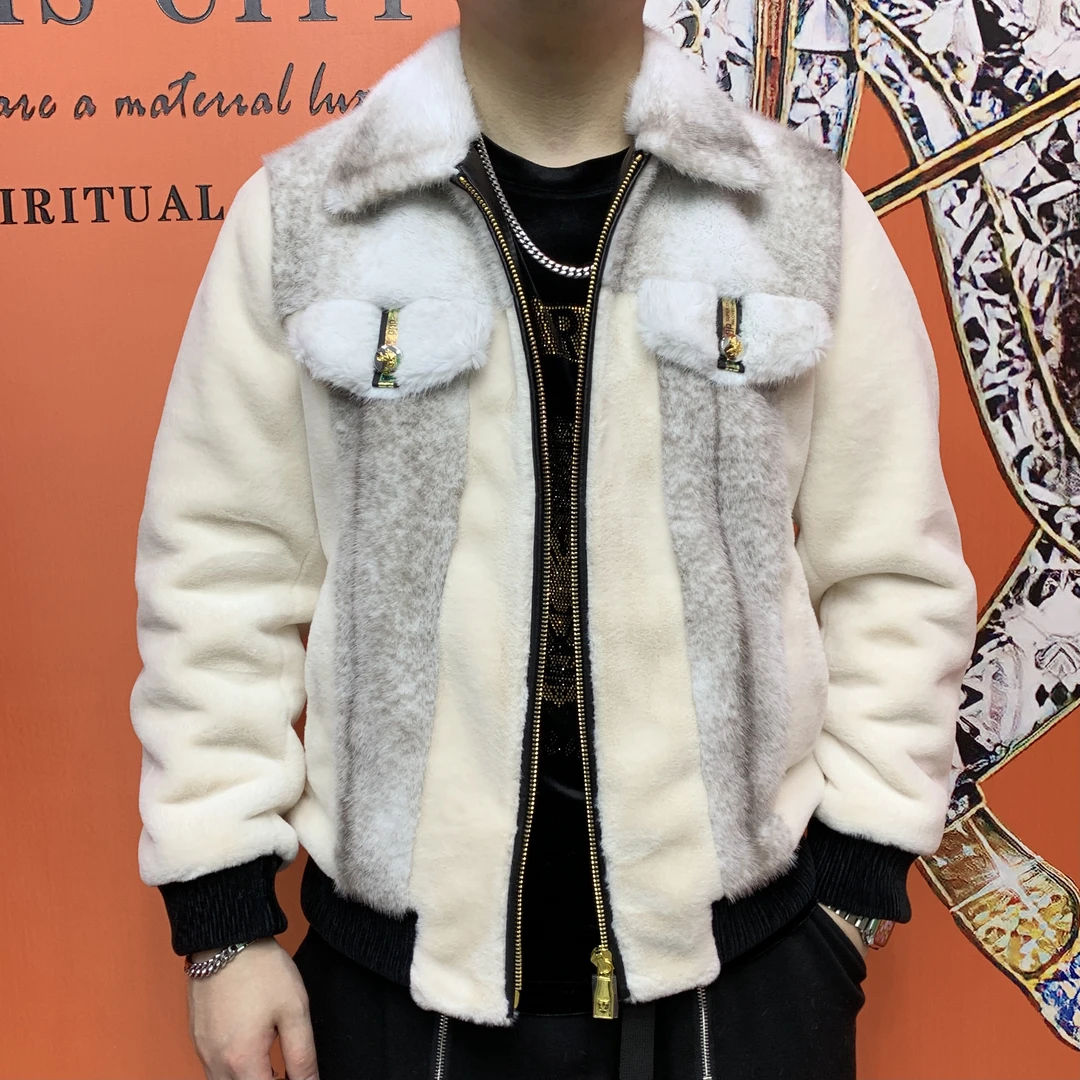 2024年新款欧货男士外套冬季时尚休闲精品百搭拉链夹克皮衣2220