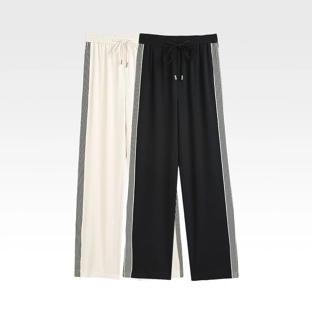 2024春夏新款时尚直筒裤阔腿裤百搭舒适透气232199宽松高腰显瘦