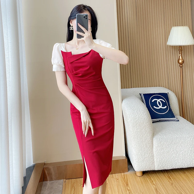 2025春新款时尚气质高级感宴会修身晚礼服连衣裙开叉夏季西装套装