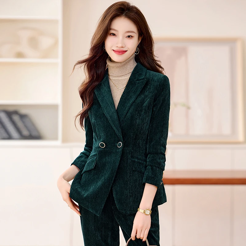 丝绒西装套装女2025秋冬新款爆款洋气职业装高端女性时尚厚款西服