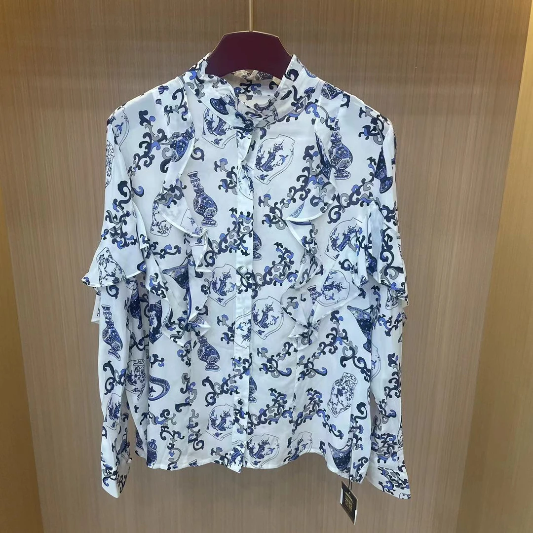 【LJWM】桑蚕丝长袖衬衫 A0097