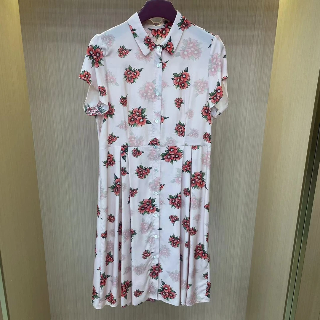 【LJWM】桑蚕丝短袖衬衫裙 LYQ51