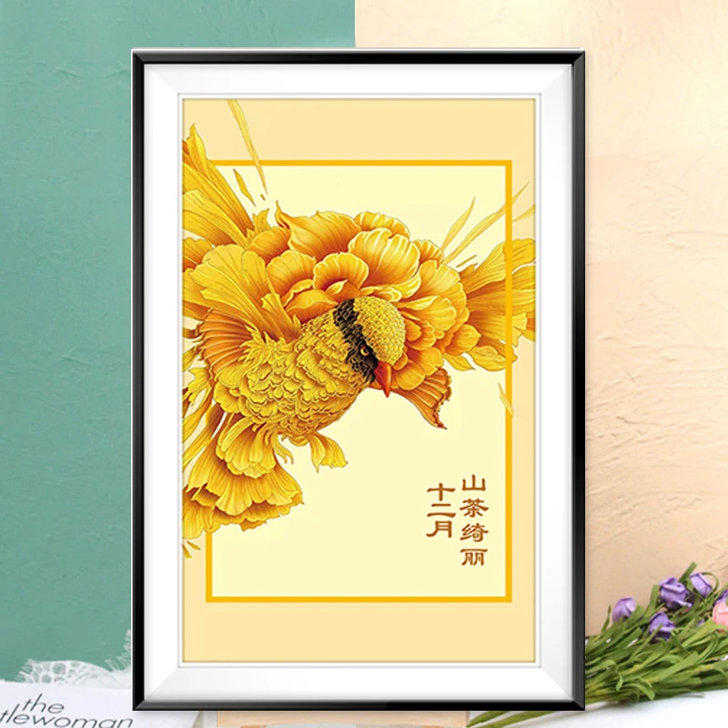 【彩珠绣】满绣珠绣全珠子绣十二花令之十二月山茶绮丽新款串珠绣