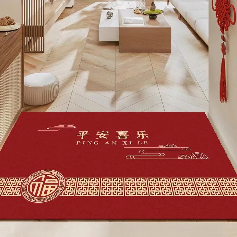 X1032【80*120cm】硅藻泥地毯玄关门口入户玄关蛇年门垫喜庆红地垫