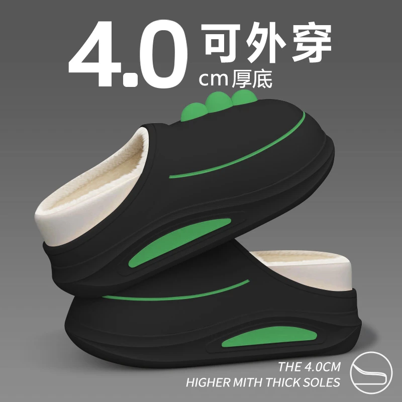 2023新款防水棉拖鞋男秋冬季居家保暖防滑厚底情侣女时尚外穿拖鞋